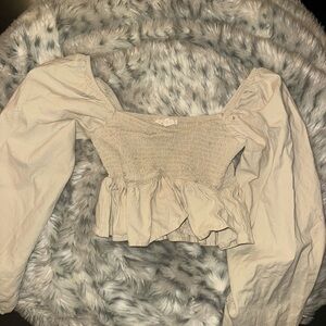 Women's Cream Smocked Top